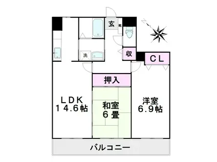 リヴェール(2LDK/4階)の間取り写真