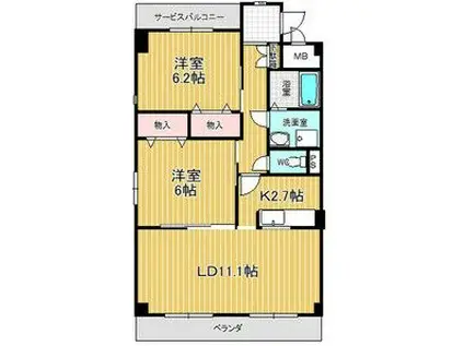 ブランジュ水広(2LDK/1階)の間取り写真