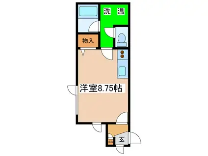 ＪＲ釧網本線 釧路駅 徒歩55分 2階建 築23年(ワンルーム/1階)の間取り写真