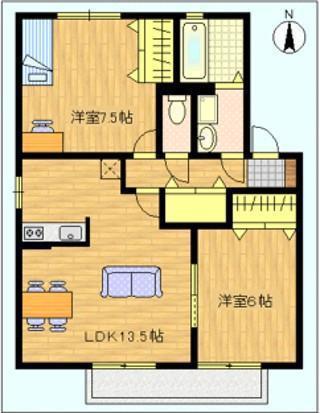 プロテージェONE(2LDK/1階)の間取り写真