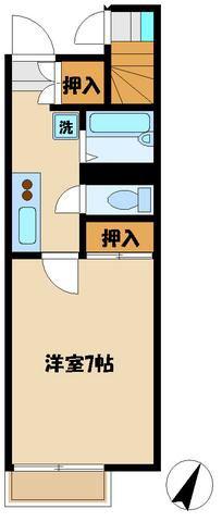 レオネクストブランドールK(1K/1階)の間取り写真
