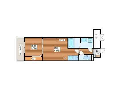 メルベージュ姫島(1DK/3階)の間取り写真