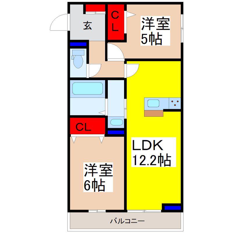 ECLAT(2LDK/3階)の間取り写真