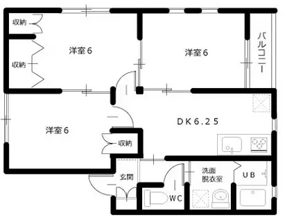 エスポワールB(3DK/2階)の間取り写真
