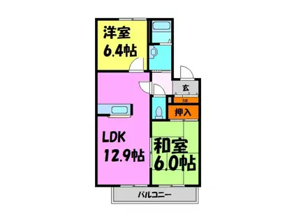 T・U・N・A宝塚(2LDK/2階)の間取り写真
