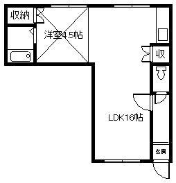 パラドール(1LDK/2階)の間取り写真