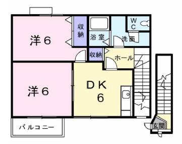 ミレニアム・カーサ(2DK/2階)の間取り写真
