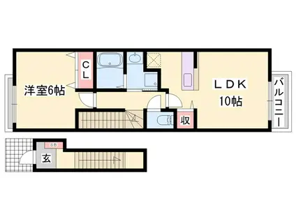 ラ・ペッシェS(1LDK/2階)の間取り写真