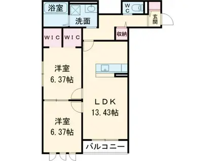 アイメゾン ドゥ シトラス(2LDK/2階)の間取り写真