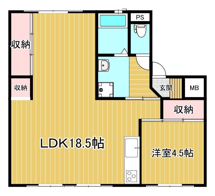 FLORA KITAKATA 1号棟(1LDK/5階)の間取り写真