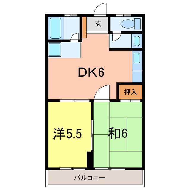 サンモール(2DK/1階)の間取り写真
