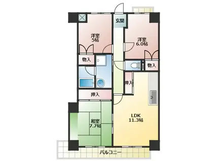 エンゼラート明石(3LDK/10階)の間取り写真