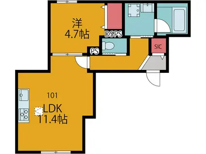 押上3丁目メゾン(1LDK/1階)の間取り写真