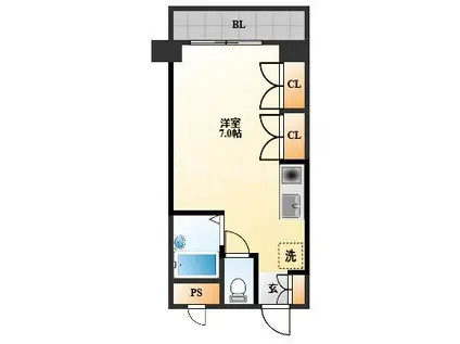 クーブス(ワンルーム/5階)の間取り写真