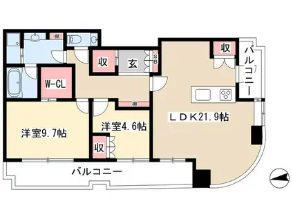 千種タワーヒルズ(2LDK/21階)の間取り写真