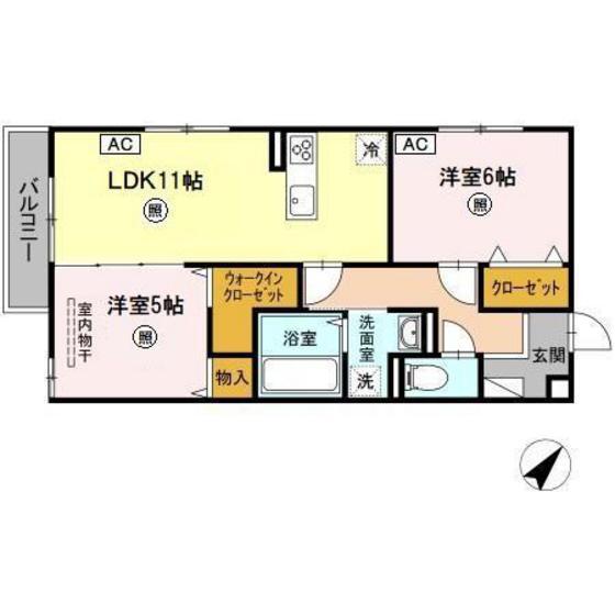 リオッサ(2LDK/2階)の間取り写真