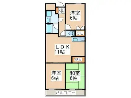 グリーンヒル藤が丘G(3LDK/4階)の間取り写真