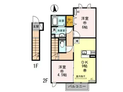 D-ROOMシルクマムA(2DK/2階)の間取り写真