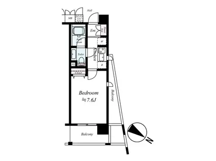 インベスト神戸エアフロント(1K/7階)の間取り写真