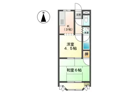 シャンブルクレールU II(2K/2階)の間取り写真