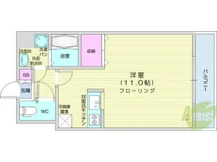 サンヒルズ(ワンルーム/1階)の間取り写真