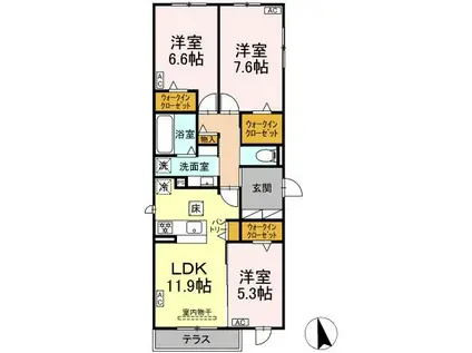 YOKOI HOUSE XI(3LDK/1階)の間取り写真