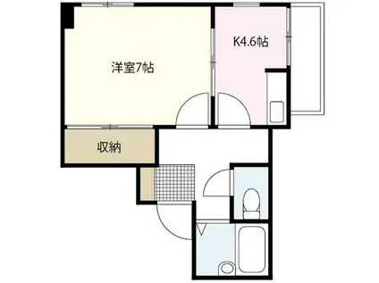足利ビル(1K/2階)の間取り写真