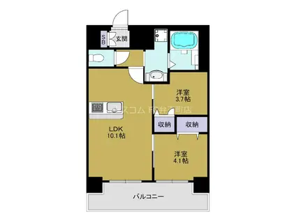 プレサンス九条グランデリーヴ(2LDK/14階)の間取り写真