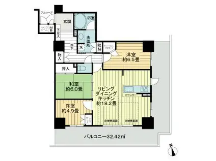 岐阜シティタワー43(3LDK/18階)の間取り写真
