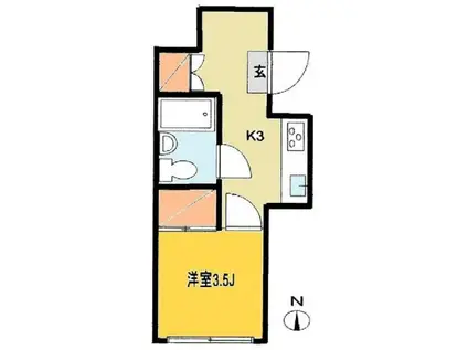 公建ハイムブリリアンス飛鳥山公園(1K/1階)の間取り写真