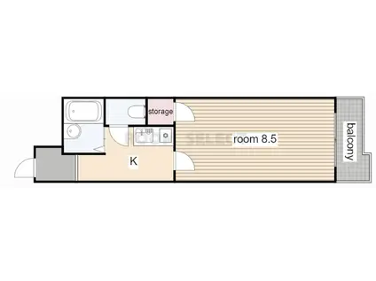 ハイツ金山(1K/6階)の間取り写真