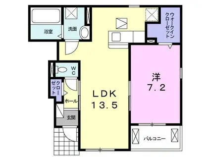 リヴフラット(1LDK/1階)の間取り写真
