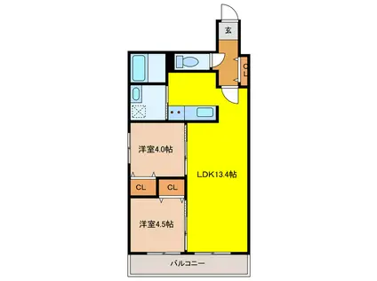 AUGUSTA CHITOSE(2LDK/2階)の間取り写真