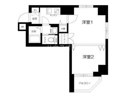 クローバーコート黒門町(2K/6階)の間取り写真