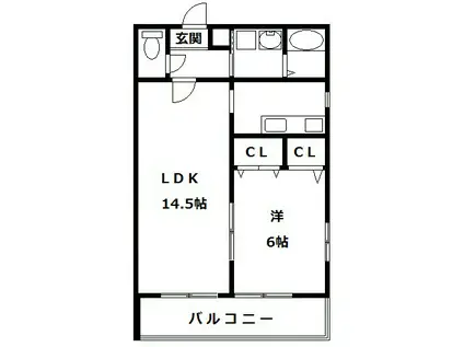 AZUR羽衣(1DK/1階)の間取り写真