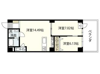 ネットビル10(2LDK/2階)の間取り写真