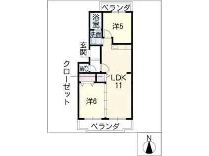 ニューライフ東苑(2LDK/3階)の間取り写真