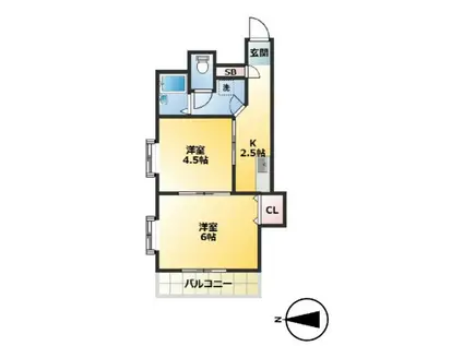 王子北ウィング(2K/5階)の間取り写真