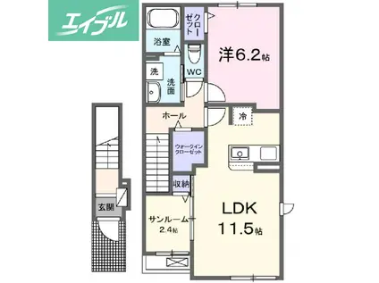 リバーサイドパレス M(1LDK/2階)の間取り写真