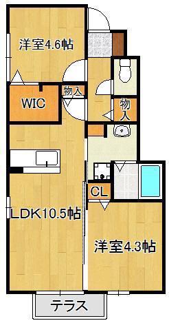 クレール本城II(2LDK/1階)の間取り写真