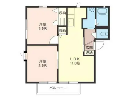 ロイヤルパレスI号館(2LDK/1階)の間取り写真