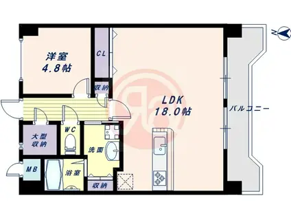 ユリシス エン ファミエ(1LDK/4階)の間取り写真