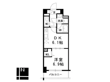 プレスティ則武(1LDK/4階)の間取り写真
