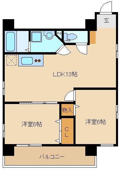 シャルレ十三II(2LDK/5階)の間取り写真
