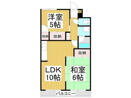 サンライズいなば(2LDK/2階)の間取り写真