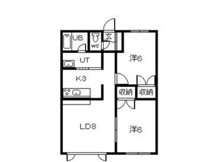 アイランドハイツ神居A・B(2LDK/2階)の間取り写真