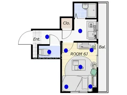 ル・パラ九条(1K/6階)の間取り写真