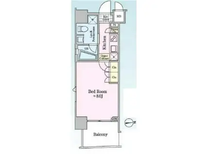 ステージファーストつつじヶ丘アジールコート(1K/15階)の間取り写真