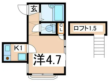 ロッキートップ(ワンルーム/2階)の間取り写真