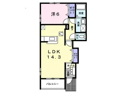 ルージュ(1LDK/1階)の間取り写真